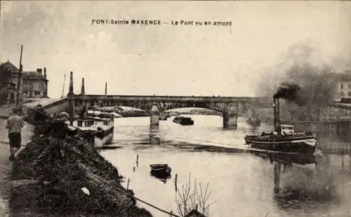 Ak Pont Sainte Maxence Oise, Brücke, Dampfer