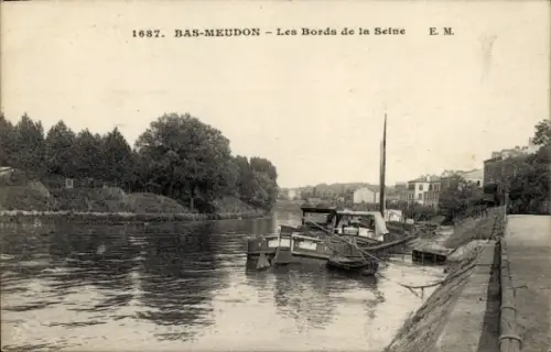 Ak Bas Meudon Hauts de Seine, Schiff am Seine Ufer