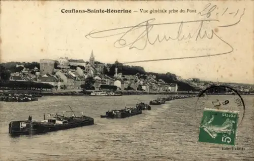 Ak Conflans Sainte Honorine Yvelines, Vue generale prise du Pont