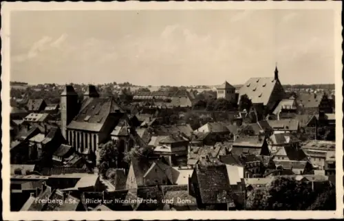 Ak Freiberg in Sachsen, Blick zur Nicolaikirche und Dom