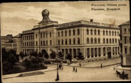 Ak Warszawa Warschau Polen, Hauptpost