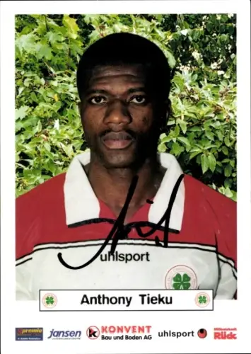 Autogrammkarte Fußballer Anthony Tieku, Rot Weiß Oberhausen, Autogramm