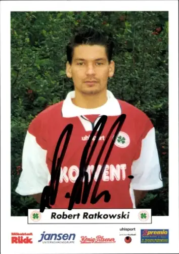 Autogrammkarte Fußballer Robert Ratkowski, Rot Weiß Oberhausen, Autogramm
