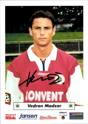 Autogrammkarte Fußballer Vedran Madzar, Rot Weiß Oberhausen, Autogramm