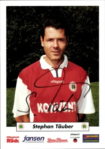 Autogrammkarte Fußballer Stephan Täuber, Rot Weiß Oberhausen, Autogramm