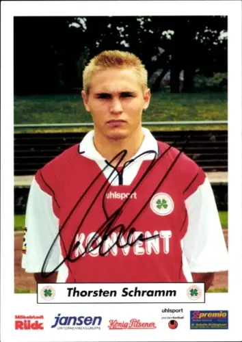 Autogrammkarte Fußballer Thorsten Schramm, Rot Weiß Oberhausen, Autogramm