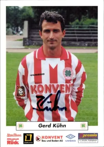 Autogrammkarte Fußballer Gerd Kühn, Rot Weiß Oberhausen, Autogramm