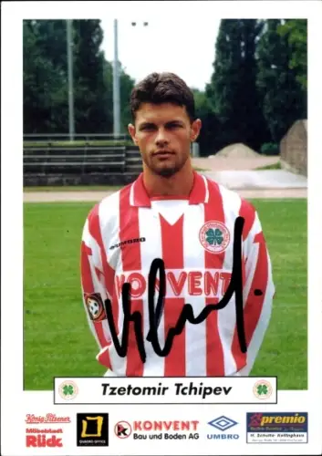 Autogrammkarte Fußballer Tzetomir Tchipev, Rot Weiß Oberhausen, Autogramm