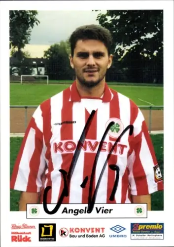 Autogrammkarte Fußballer Angelo Vier, Rot Weiß Oberhausen, Autogramm