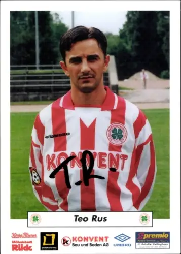 Autogrammkarte Fußballer Teo Rus, Rot Weiß Oberhausen, Autogramm