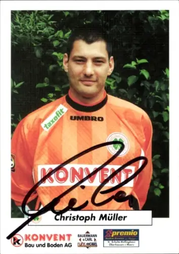 Autogrammkarte Fußballer Christoph Müller, Rot Weiß Oberhausen, Autogramm