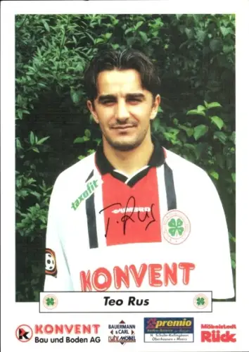 Autogrammkarte Fußballer Teo Rus, Rot Weiß Oberhausen, Autogramm