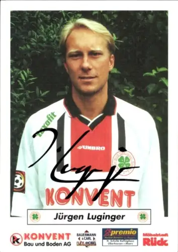 Autogrammkarte Fußballer Jürgen Luginger, Rot Weiß Oberhausen, Autogramm