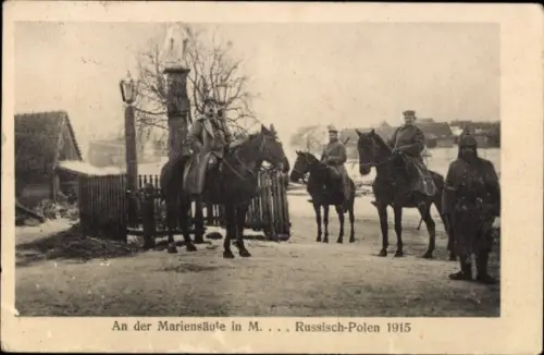 Ak Polen, Mariensäule, Deutsche Soldaten, 1915