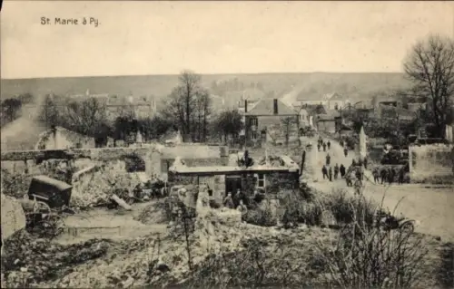 Ak Saint Marie à Py Somme, Kriegszerstörungen, I. WK