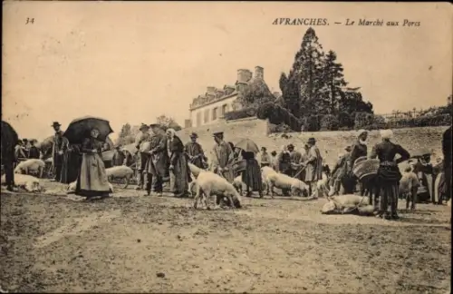 CPA Avranches Manche, Le Marché aux Porcs