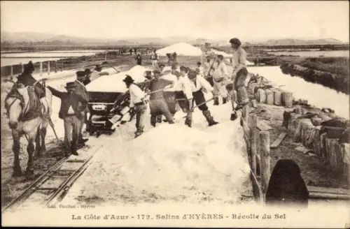 CPA Hyères Var, Salins, Récolte du Sel