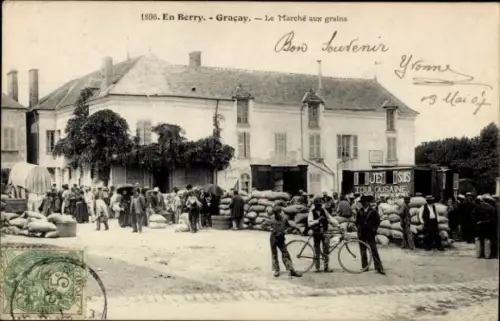 CPA Gracay Cher, Le Marché aux grains
