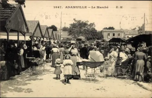 Ak Adamville Val de Marne, Markt