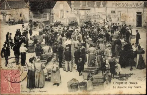 Ak Cinqueux Oise, Obstmarkt