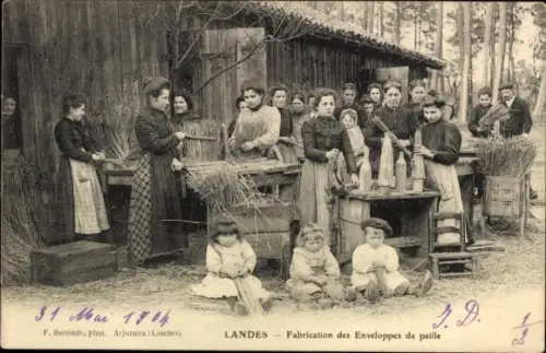 CPA Landes, Fabrication des Enveloppes de paille
