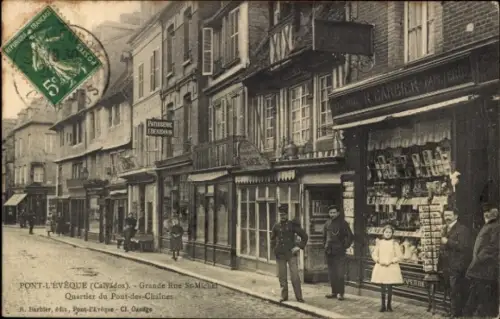 CPA Pont l'Évêque Calvados, Grande Rue St-Michel, Quartier du Pont-des-Chaines