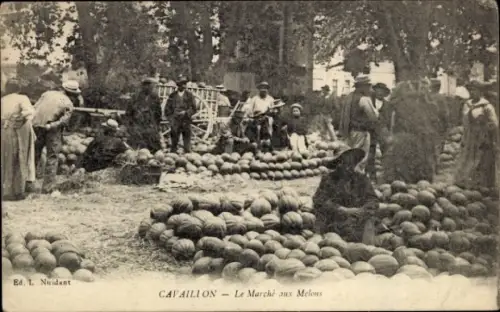 Ak Cavaillon Vaucluse, Marché aux Melons, Melonenmarkt