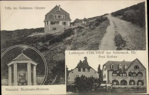 Ak Schirmeck Elsass Bas Rhin, Struthof, Villa im Goldenen Ginster, Bechstein-Brunnen