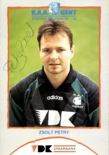 Autogrammkarte Fußballspieler Zsolt Petry, KAA Gent, Autogramm