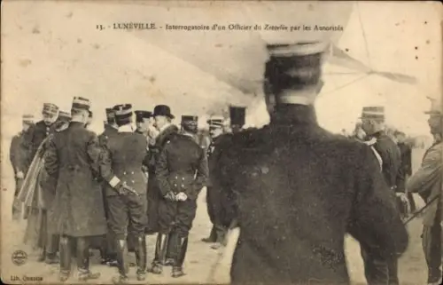 CPA Lunéville, Interrogatoire d'un Officier du Zeppelin par les Autorités