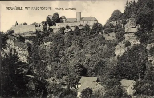 Ak Ahorntal in Bayern, Neumühle mit Rabenstein