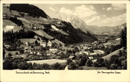 Ak Donnersbach Steiermark, Landschaftsaufnahme, Berge, Täler,  Srimming, Schwarz-Weiß