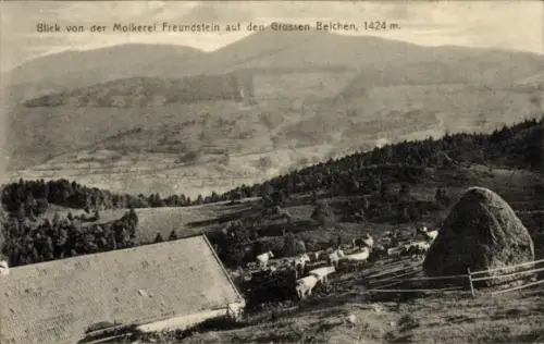 Ak Soultz Sulz Elsass Haut Rhin, Blick von Molkerei Freundstein auf den Großen Belchen