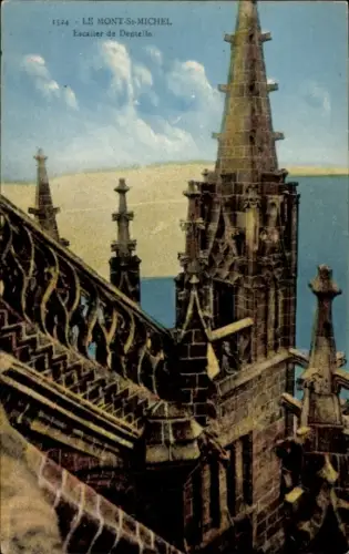 Ak Le Mont Saint Michel Manche, Spitzentreppe