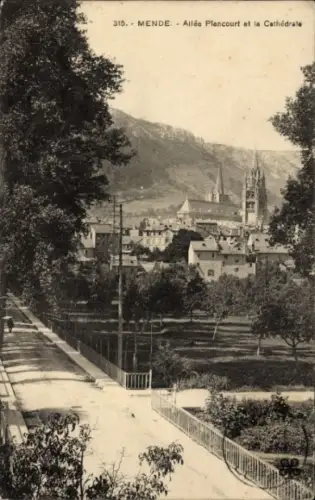 Ak Mende Lozère, Allée Plencourt et la Cathédrale