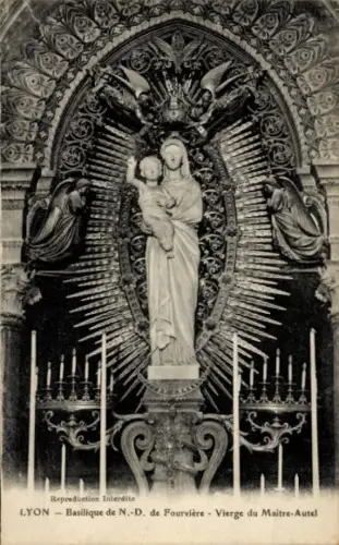 Ak Lyon Rhône, Madonna mit Kind, Basilique de N.-D. de Fourvière,  religiöse Darstellung