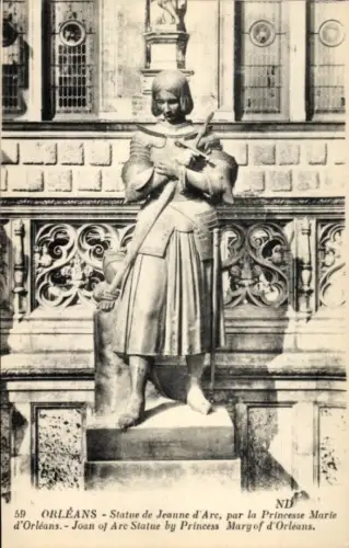 Ak Orléans Loiret, Statue von Jeanne d'Arc,  von Prinzessin Marle,  Figur