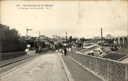 Ak Le Perreux sur Marne Val de Marne, La Boucle de la Marne, Stadtansicht, Brücke, Häuser