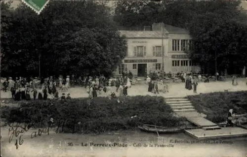 Ak Le Perreux sur Marne Val de Marne, Café de la Passerelle