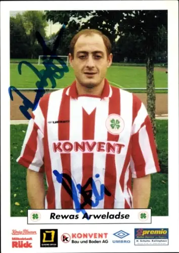 Autogrammkarte Fußballer Rewas Arweladse, Rot Weiß Oberhausen, Autogramm