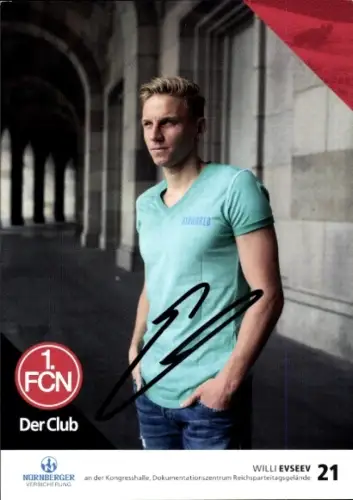 Autogrammkarte Fußballer Willi Evseev, 1. FC Nürnberg, Autogramm