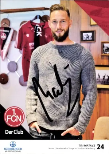Autogrammkarte Fußballer Tim Matavz, 1. FC Nürnberg, Autogramm