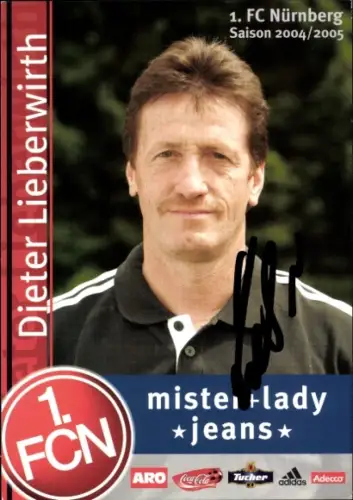 Autogrammkarte Co Trainer Dieter Lieberwirth, 1. FC Nürnberg, Autogramm