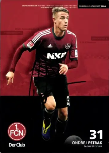 Autogrammkarte Fußballer Ondrej Petrak, 1. FC Nürnberg, Autogramm
