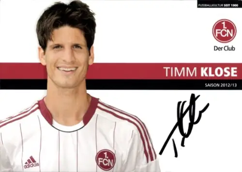 Autogrammkarte Fußballer Timm Klose, 1. FC Nürnberg, Autogramm