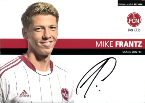 Autogrammkarte Fußballer Mike Frantz, 1. FC Nürnberg, Autogramm