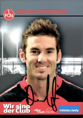 Autogrammkarte Fußballer Dean Heffernan, 1. FC Nürnberg, Autogramm