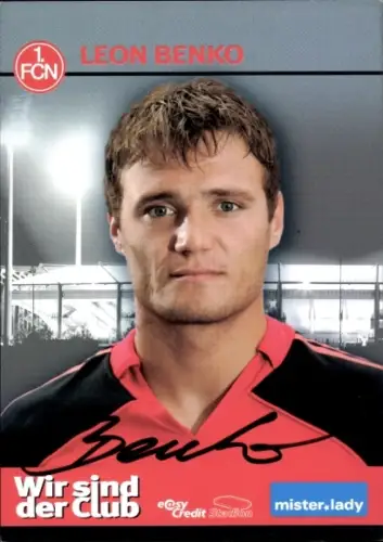Autogrammkarte Fußballer Leon Benko, 1. FC Nürnberg, Autogramm