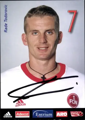 Autogrammkarte Fußballer Rade Todorovic, 1. FC Nürnberg, Autogramm