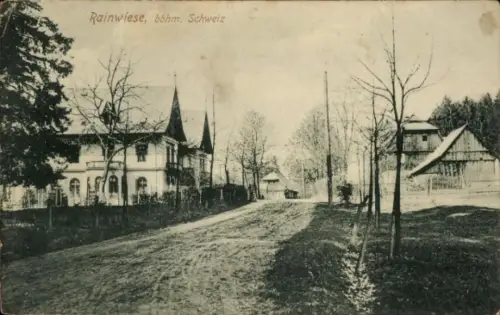 Ak Mezní Louka Rainwiese Hřensko Herrnskretschen Elbe Reg Aussig, Straßenpartie